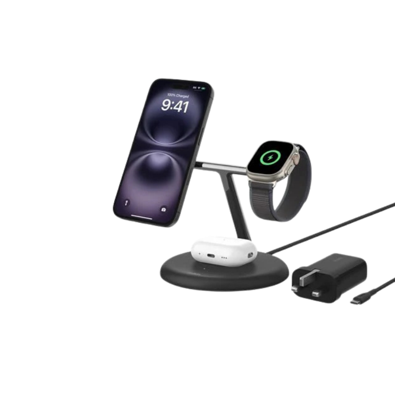 105 Belkin Qi2 3-in-1 Magnetic Wireless Charging Stand