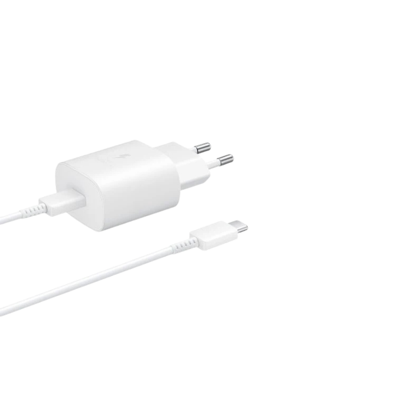 136 Samsung Travel Adapter 25W 2-Pin with USB-C to USB-C Cable – White