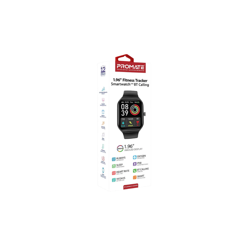 337 PROMATE 1.96 INCHES FITNESS TRACKER SMARTWATCH WITH BT CALLING